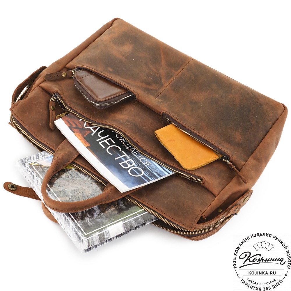  Кожаная деловая сумка "Марк" (коричневый крейзи) 